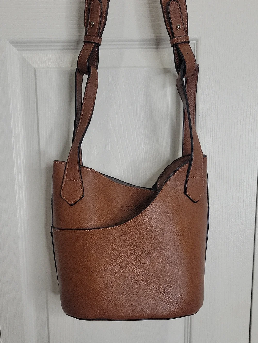 K. Carroll Brown Vegan Leather Bucket Crossbody Bag - Picture 6 of 7